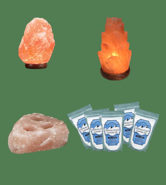 Himalayan Salt Lamps 1 Micro + 1 Flower + 1 Votive Candle Holder 3 hole plate + 5 White Fine Gourmet salt 500g